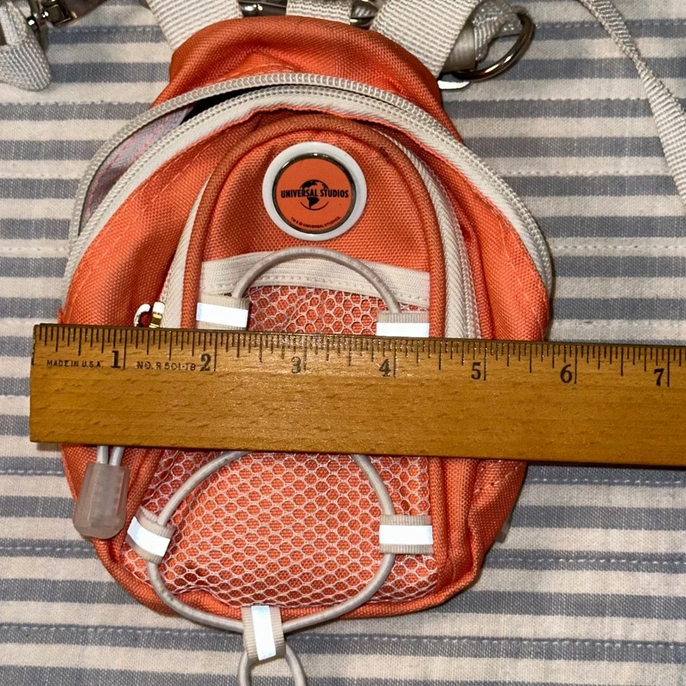 Universal Studios Mini Backpack Crossbody Orange‎ White Mesh Bungee Small FLAW